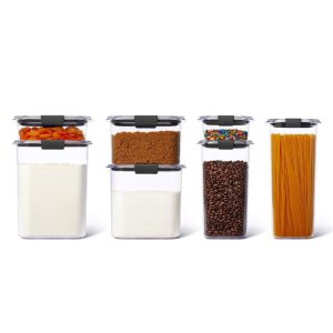 Brilliance Plastic Food Storage Pantry, 7-Piece Set – 12.6H x 16.1L x 20.9W Inches  |  Food Storage Containers Food Storage Containers Clear