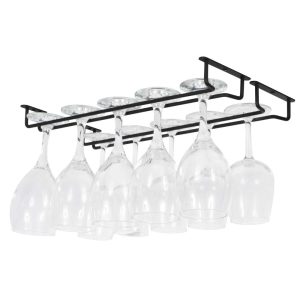 Brix Stemware Wine Glass Rack Under Cabinet Storage Metal Glass Hanger (Set of 2)  |  Wine Racks Kitchen Storage Black, Silver, Tan