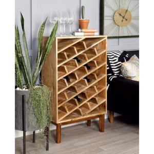 Brown Mango Wood 30 Bottle Standing Wine Rack  |  Wine Racks Kitchen Storage Brown