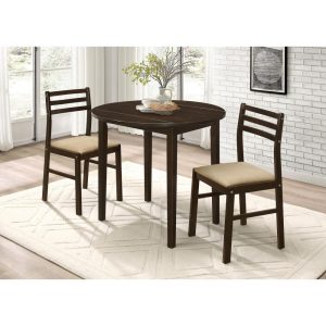 Bucknell 3-piece Dining Set with Drop Leaf Brown And Natural  |  Kitchen and Dining Sets Kitchen & Dining Sets Brown, Natural