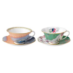 Butterfly Bloom Teacup & Saucer Set of 2 (Blue Peony & Butterfly Posy)  |  Cups Cups Cups