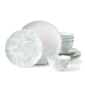 Butterfly Meadow Cottage 12-Piece Dinnerware Set, Sage  |  Dinnerware Sets Dinnerware Dinnerware Sets