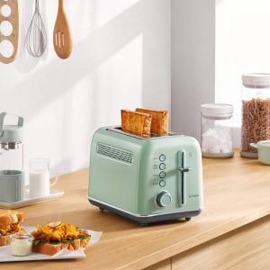 BUYDEEM 2-Slice Toaster,Extra Wide Slots Stainless Steel with High Lift Lever T  |  Toasters Kitchen Appliances Green, Silver, Yellow