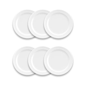 by TarHong Edge Matte White Salad Plate, 8.5″ x 0.7″, Set of 6  |  Plates Dinnerware Plates