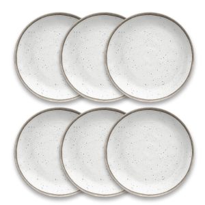 by TarHong Retreat Pottery White Bamboo, Dinner Plate 10.5 x 0.9″, Set of 6  |  Plates Dinnerware Plates