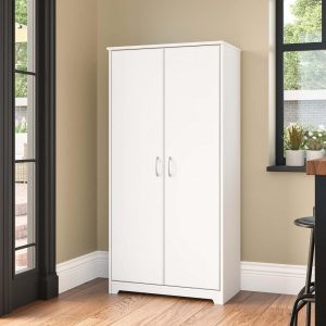 Cabot Tall Kitchen Pantry Cabinet with Doors by   |  Pantry Organizer Kitchen Storage Brown, Grey, Red, White