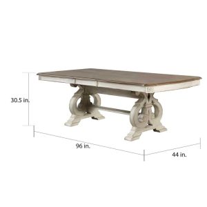 Caelum Farmhouse White 96-inch Expandable Dining Table  |  Kitchen and Dining Tables Kitchen & Dining Tables Brown, White