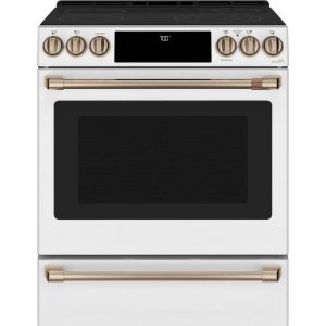 Cafe 30″ Smart Slide-In Front-Control Radiant and Convection Range CES700P4MW2  |  Major Appliances Kitchen Appliances Major Appliances