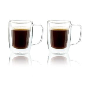 Cafe Roma 2-pc Double-Wall Glassware 4.5oz. Double Espresso Mug Set – Clear  |  Mugs Dinnerware Mugs