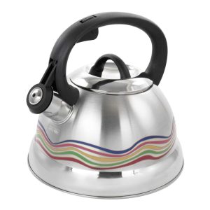 Cagliari 1.75 Quart Stainless Steel Whistling Tea Kettle with Color Changing Exterior – 1.75 Quart  |  Tea Kettle Coffee & Tea Silver