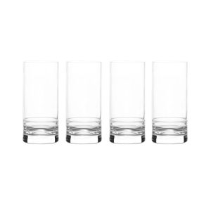 Cal 17OZ Highball Glass, Set of 4  |  Drinking Glasses Dinnerware Blue, Clear, Grey