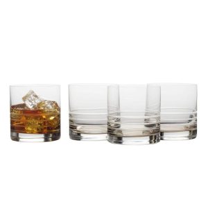 Cal Ombre Double Old Fashioned Whiskey Glasses Set of 4 – 15.5 oz  |  Drinking Glasses Dinnerware Blue, Clear, Grey