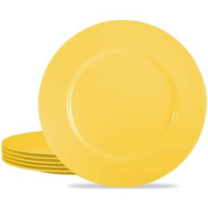 Calypso Basics by  Melamine Dinner Plate, Set of 6, Lemon – 11″D and center of plate is 7 1/4″D  |  Plates Dinnerware Plates