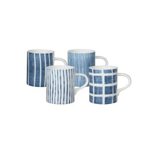 Canvass Blue Mugs Set/4  |  Mugs Dinnerware Blue