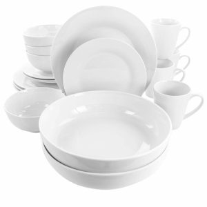 Carey 18 Piece Round Porcelain Dinnerware Set in White  |  Plates Dinnerware Plates