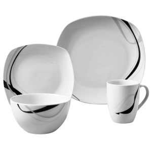 Carnival 16pc Soft Square Porcelain Dinnerware Set  |  Dinnerware Sets Dinnerware Dinnerware Sets