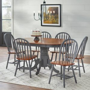 Carolina 7-piece Farmhouse Solid Wood Dining Set with Leaf  |  Kitchen and Dining Sets Kitchen & Dining Sets Black, Brown, White