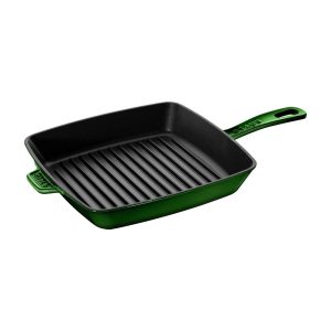 Cast Iron 12-inch Square Grill Pan – Basil  |  Grill Pans and Griddles Green