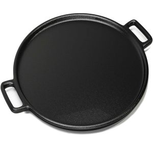 Cast Iron Pizza Pan-14 Inches Skillet for Cooking, Baking, Grilling-Durable by Home-Complete  |  Pots and Pans Pots & Pans Black