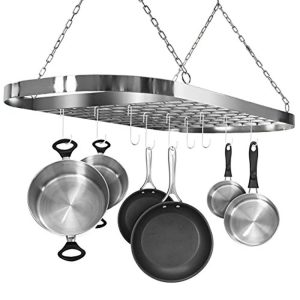 Ceiling mounted Pot Rack with Hooks – Chrome  |  Pot Racks Kitchen Storage Pot Racks