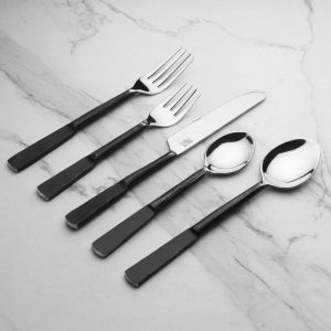 Celia Design Burnt Black 5 Pc. Flatware Set  |  Flatware Dinnerware Black