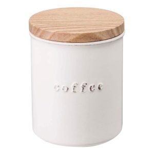 Ceramic Canister – Four Styles, Ceramic, Coffee, 15.25 oz., 450 ml – L 3.74 x W 3.74 x H 4.53 inches  |  Kitchen Canisters Kitchen Canisters Kitchen Canisters