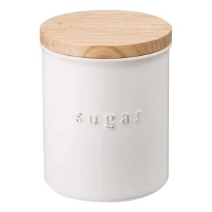 Ceramic Canister – Four Styles, Ceramic, Sugar, 15.25 oz., 450 ml – L 3.74 x W 3.74 x H 4.53 inches  |  Kitchen Canisters Kitchen Canisters Kitchen Canisters