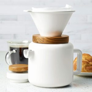 Ceramic Coffee and Tea 4-Cup Pour-Over Coffee Set, Matte White  |  Coffee Makers Coffee & Tea Coffee Makers