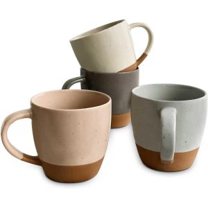 Ceramic Large Latte Mug Set of 4  |  Mugs Dinnerware Mugs