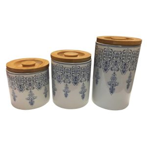 Ceramic Storage Canisters (Set of 3) – Small medium and large  |  Kitchen Canisters Kitchen Canisters Grey