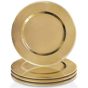 Charger Plates Set of 4  |  Plates Dinnerware Gold