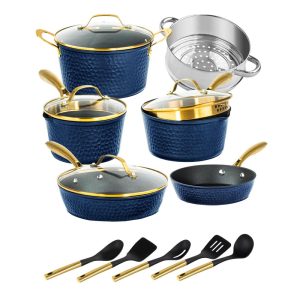 Charleston Hammered 15 Piece Nonstick Cookware Set  |  Cookware Sets Cookware Sets Black, Navy, White