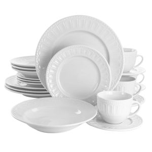 Charlotte 20 Piece Porcelain Dinnerware Set in White  |  Plates Dinnerware Plates