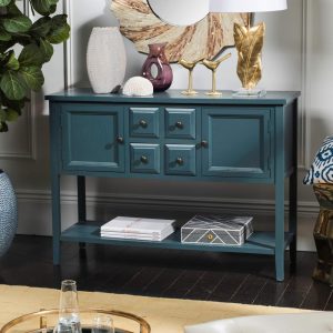 Charlotte Slate/ Teal Storage Sideboard – 45.7″ x 15″ x 34″  |  Buffets and Sideboards Buffets & Sideboards Blue, Green