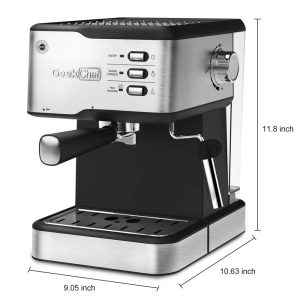 Chef Espresso Machine, Espresso and Cappuccino latte Maker 20 Bar Pump Coffee Machine Compatible with ESE POD capsules  |  Espresso Machines Coffee & Tea Black, White