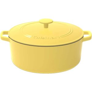 Chef’s Classic Enameled Cast Iron 7-Quart Round Covered Casserole, Yellow  |  Pots and Pans Pots & Pans Pots & Pans