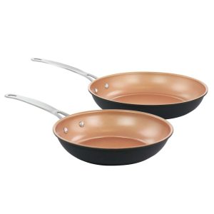 Chestnut 2 Piece Carbon Steel Frying Pan Set  |  Pots and Pans Pots & Pans Orange