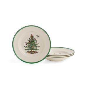 Christmas Tree Soup Plates Set of 4  |  Plates Dinnerware Multi