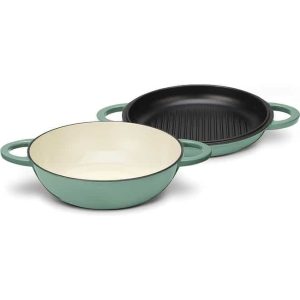 CI5528-2SG 2-in-1 Multipurpose Set (4 Qt. All Purpose Pan & 11″ Grill Pan) – Sage Green  |  Grill Pans and Griddles Grill Pans & Griddles Green