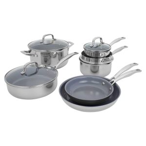 Clad H3 10-pc Stainless Steel Ceramic Nonstick Cookware Set  |  Cookware Sets Cookware Sets Cookware Sets