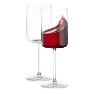 Claire European Crystal Red Wine Glasses 14 oz, Set of 2 – 14 oz  |  Wine Glasses Dinnerware Clear