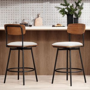 Claire Swivel Counter Height Bar Stool Set of 2  |  Counter and Bar Stools Counter & Bar Stools Beige, Black, White