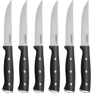 Classic Forged Triple Rivet, 6-Piece Steak Knife Set,  High-Carbon Stainless Steel Blades – Black  |  Cutlery Cutlery Cutlery