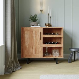 Classic Sideboard and Bar Cabinet with Open and Closed Storage  |  Home Bars Home Bars Black, Brown, Grey