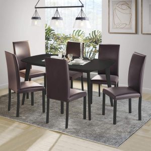 Classy Modern 7-piece Dining Set  |  Kitchen and Dining Sets Kitchen & Dining Sets Black, Brown