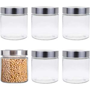 Clear Glass Jars with Stainless Steel Lids  |  Kitchen Canisters Kitchen Canisters Clear