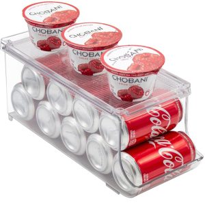 Clear Soda Can Organizer Holder With Lid, 9 cans  |  Pantry Organizer Kitchen Storage Clear