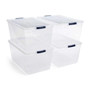 Cleverstore 95 Quart Clear Plastic Storage Container & Lid, (4 Pack) – 4.7  |  Pantry Organizer Kitchen Storage Pantry Organizer