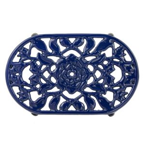 Cobalt Blue Cast Iron Oval Trivet  |  Serveware Dinnerware Blue