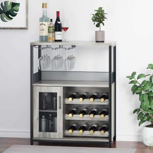 Coffee Wine Bar Cabinet with Storage  |  Home Bars Home Bars Black, Brown, Grey, Taupe, White